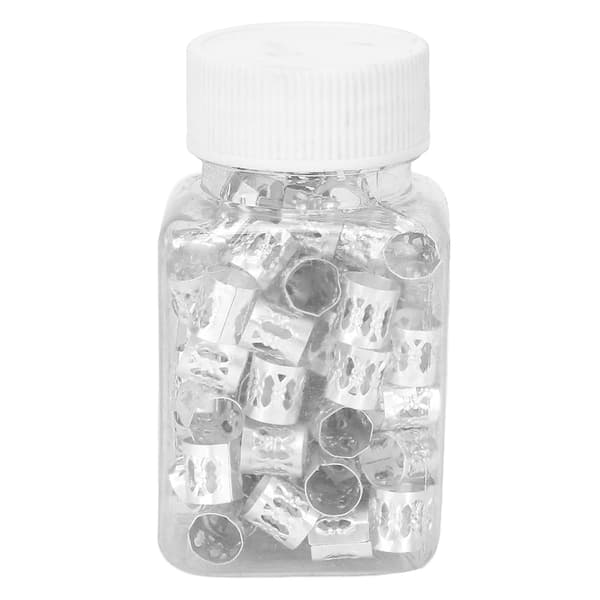 100 st Hårda Readlock Pärlor Mode Trend Ihåliga Anti Oxidation Hårflätning Tuber Hem Silver