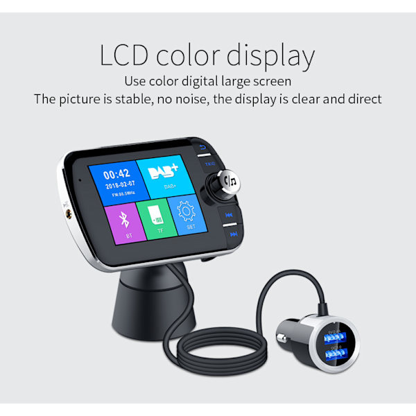 Den nya Trådlös Bluetooth FMsändare med LCDskärm
