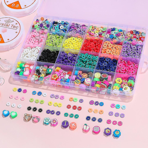 24 Grid Soft Clay Bløde keramiske perler Diy Sæt Box Håndlavet Diy Beaded Sæt