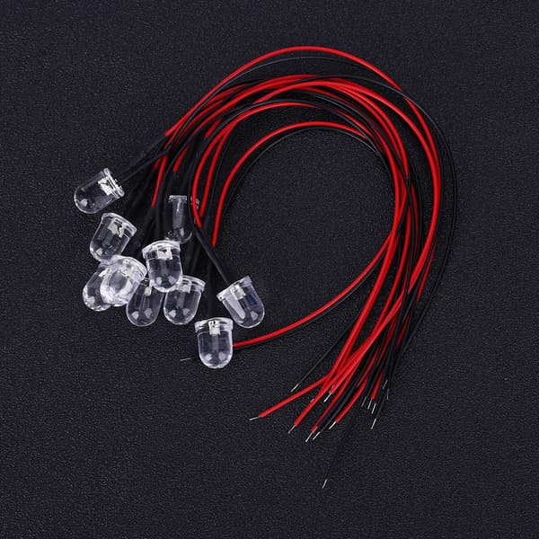 50 stk. 12V LED Pre Wired Lysdiode 10 mm Rundt Hode Lysperle Fargerik Sakte Blink