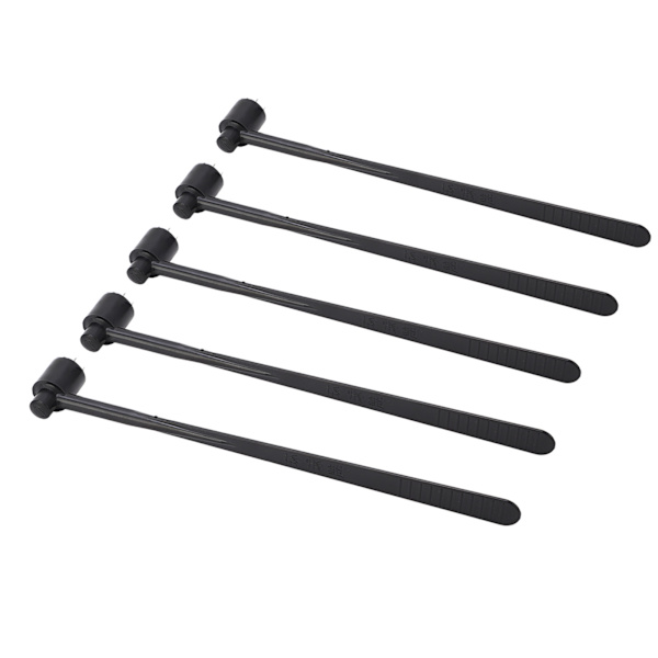 5 stk. Plum Blossom Dermal Hammer med enkelt ende, sort ABS-håndtak og rustfritt stål for industriell bruk