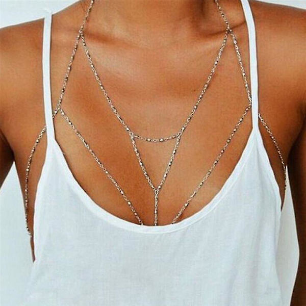 Naisten Alloy Bead Body Chain Beach Bikini Valjaat Kaulakoru Bralette Chain Sl