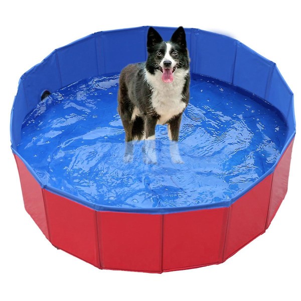 Bärbar inomhus utomhus Pvc Pet Swimming Pool Hopfällbar Kiddie Dog Cat Badkar Red 80 cm x 30 cm