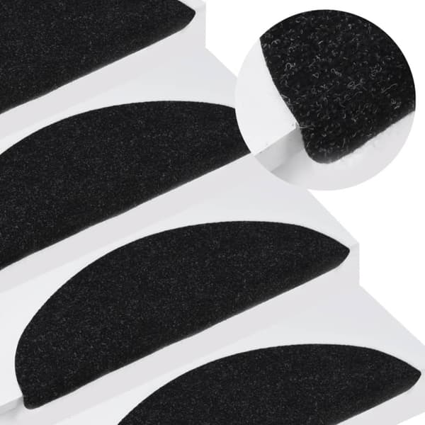 【BQ】Selvklæbende trappetrinmåtter 15 stk. 56x17x3 cm sort 500