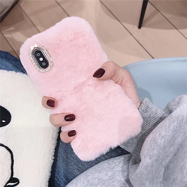 För Iphone X / Xs Plush Rabbit Phone Protect Case(rosa)