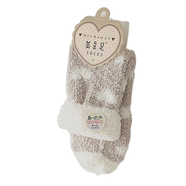 Dam Warm Love Floor Fleece Foder Halkfri present Vinterstrumpor Khaki
