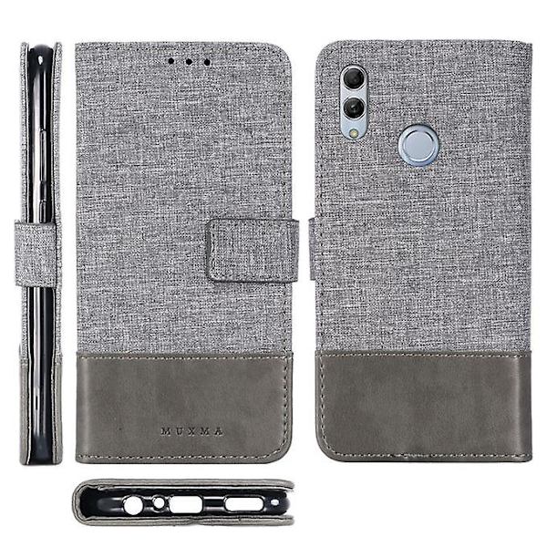 För Huawei Honor 10 Lite Muxma Mx102 Horisontell Flip Canvas Case med stativ & kortfack & plånboksfunktion (grå)