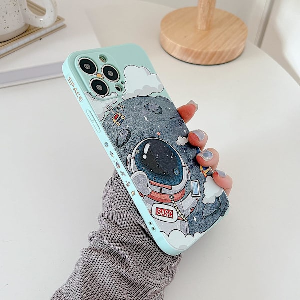 För Iphone 13 Söt Fodral, Cool Cartoon Astronaut Planet Moon Space Design Snygg Mjuk TPU Bumper Stötsäker Anti-halk Protector Mode Fodral (iphone 1