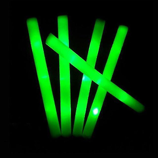 10 st Light-up Led Färgglada Foam Sticks Sponge Glow Sticks Batonger Glow Wands Blinkande ljus Stick Party Cheer Supplies Green