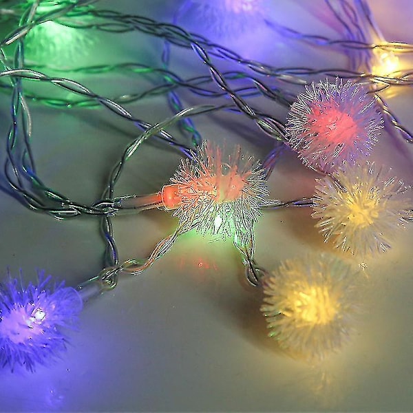 Färgglada Solar Led Hår Ball String Lights Trädgård Trädgård Dekoration Jul 9.8FT 30LED