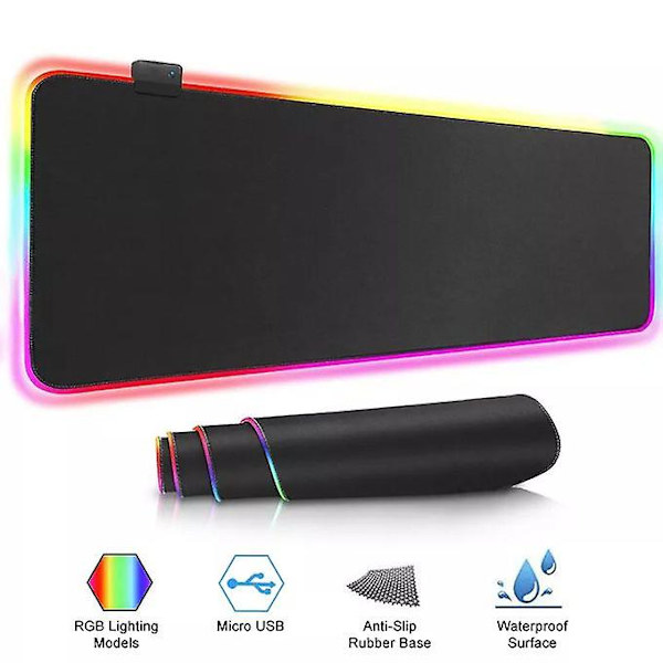 Rgb Led Stort utökat datortangentbordsspel Musmattor 800x300x4mm