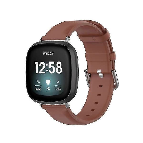 【BQ】Äkta läderarmband för Fitbit Versa 4 / Sense 2 Brown