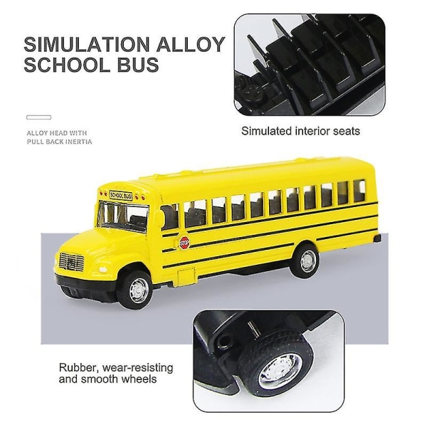 Hhcx Simulation Inertiametalliseos koulubussimalli Lelu Vedettävä Diecast Lelut Ajoneuvo Pojille Lapsille Syntymäpäivälahja Opetuslelut