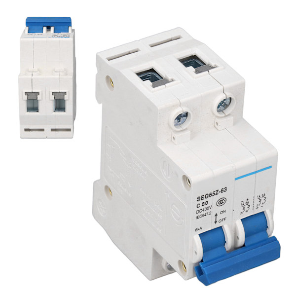 DC Miniature Strømafbryder 2P 6KA 400V Luftkontakt Solcelle PV System Panel Grid C50 50A