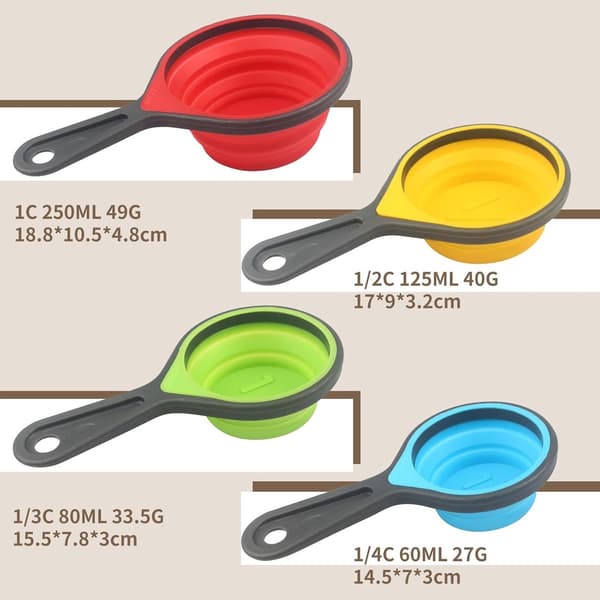 [BQ]Hopfällbara silikonmätkoppar - 60ml/80ml/125ml/250ml