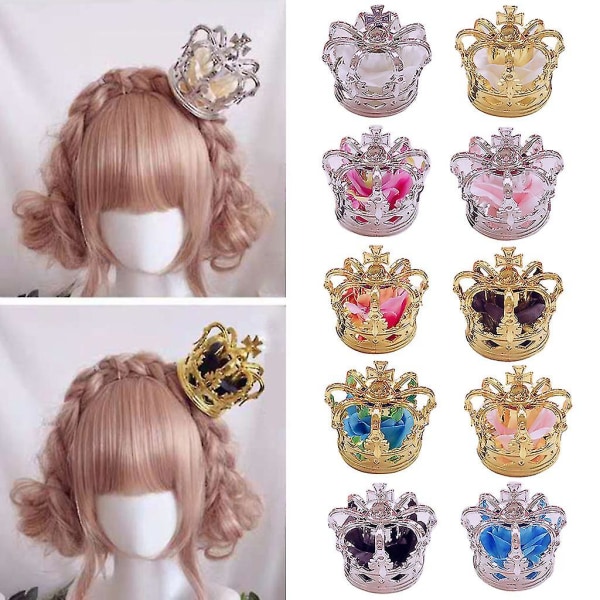 Lolita Princess 3d Tiara Crown Luksus Kunstig Rose Blomst Cosplay Hovedbeklædning Hårtilbehør med klips Bånd Sølv krone Sort Rose Silver crown Black Rose