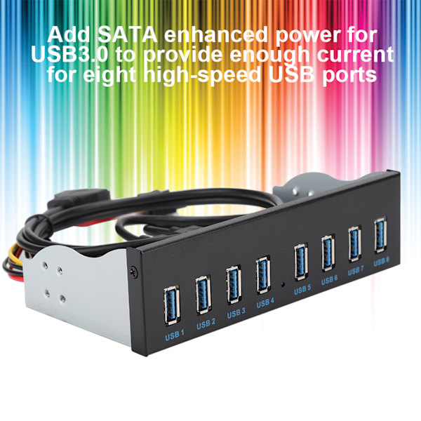 PC-dator frontpaneladapter: USB 3.0 19PIN 8-portars hubb med optisk enhetsförlängning