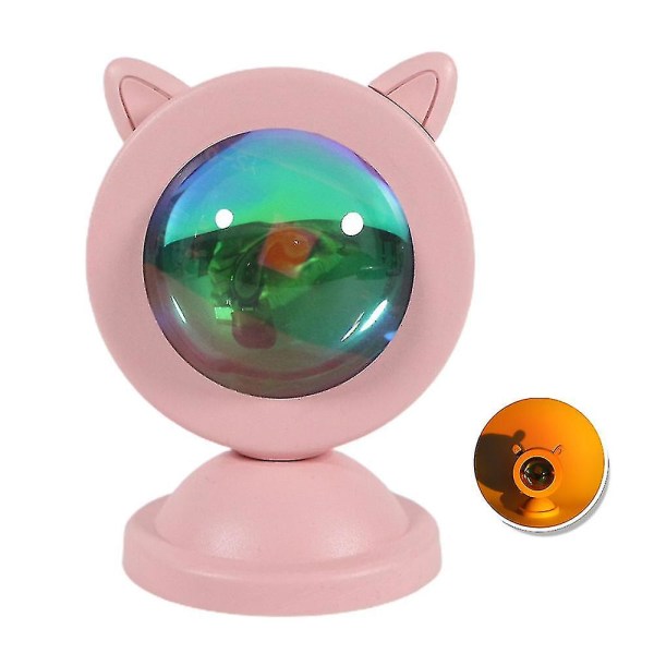 Hhcx-rainbow Night Light Projektor Katte/kanin Øre Mini Usb Sunset Light Lampe Red Light Cat Ear