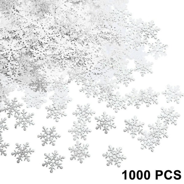 1000 stykker glitrende snefnug-pynt julepynt