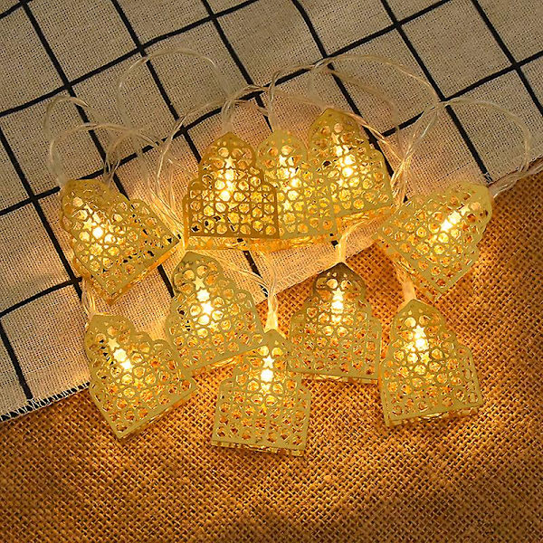 Ramadan Dekoration Moon Star Led Lantern String Lights Eid Mubarak Ramadan Kareem Dekor för hemmet Al-fitr Eid festtillbehör 9