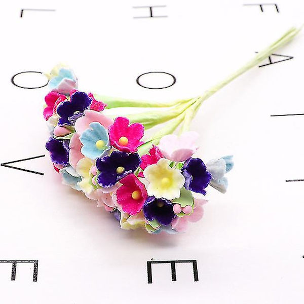 8 stycken / 40 huvuden 1 cm mini papper blommor rosor bukett konstgjord blomma Billig bröllopsdekoration för scrapbooking Diy Flores 3