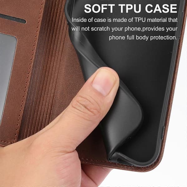 【BQ】För iPhone 12 Fodral, Läder Plånboksfodral med Rem Brown iPhone 12