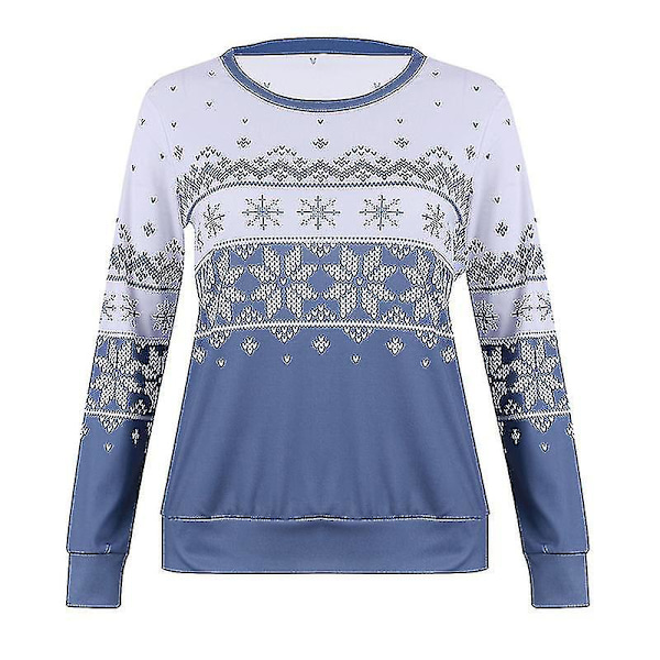 Hhcx-christmas Dame Langærmet striktrøje Xmas Print Jumper Toppe Grey M