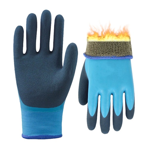 Vandtætte vinterarbejdshandsker Grip Udendørs Have Ice Snow Cold Multi-purpose M Blue