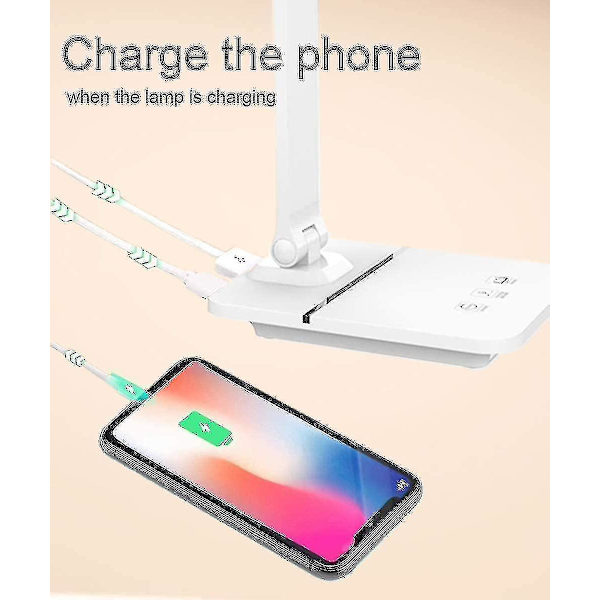 Adjabd skrivebordslampa 3 Ing-lägen Justerbar Ness Usb-port Cellmt