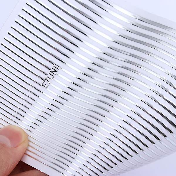 1 st Silver Gold Lines Stripe 3d Nail Sticker Nail Art Transfer Stickers
