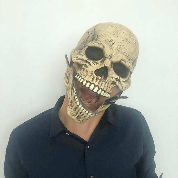 Bone Skull Latex Mask Adult Hood Halloween Party Cosplay-asu