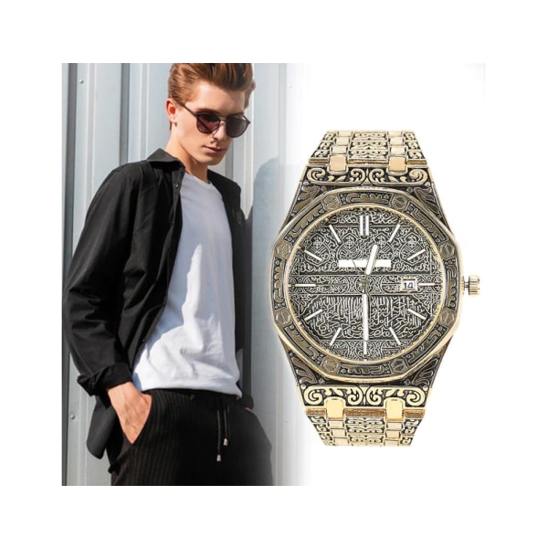 Mecca Edition Vintage Carved Watch Lyx Islamisk Watch För Män Business