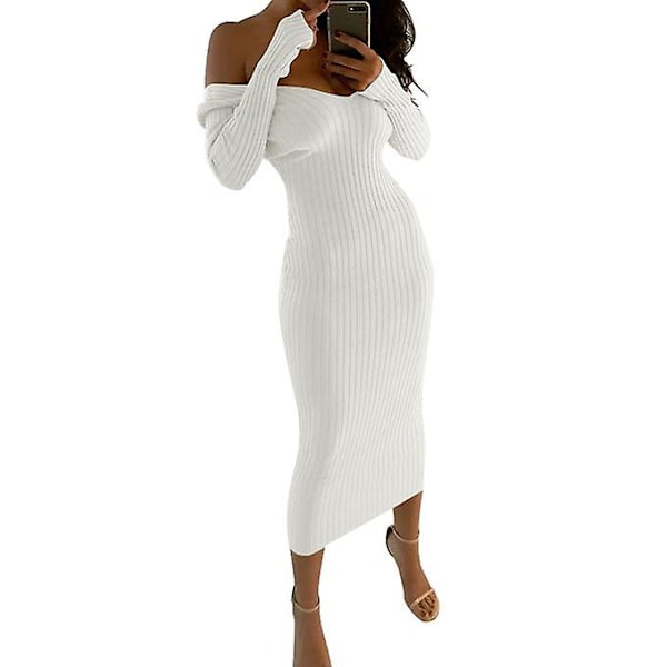 Dam Bodycon Klänning V-ringad Långärmad Maxiklänning S