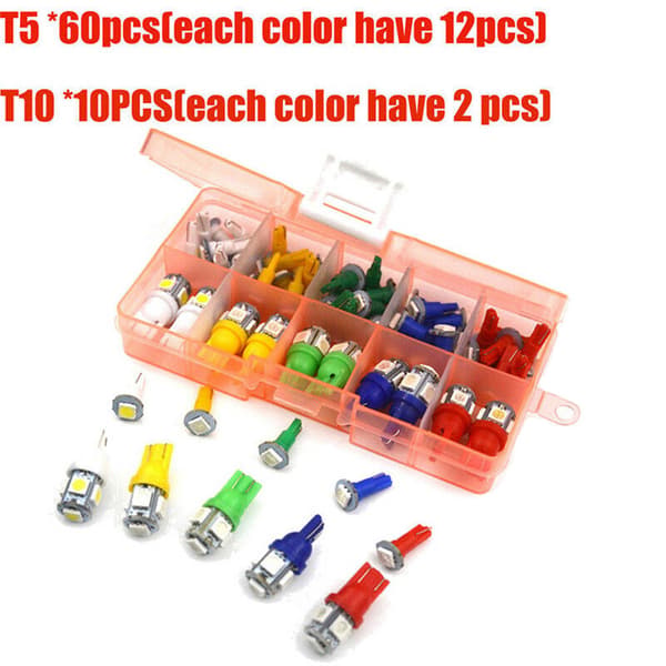 70st T5 T10 LED Bil Instrumentpanel Cluster Dash Lampa Indikator Plug Set