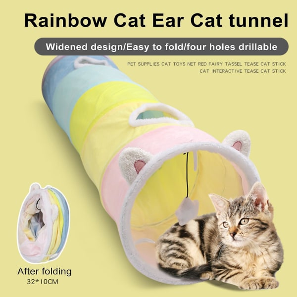 Cat Tunnel Toy Interactive Foldbar Reptålig Stort rum Bærbart Udrymmesbesparande Lindra tristess Cat Tunnel Multicolor