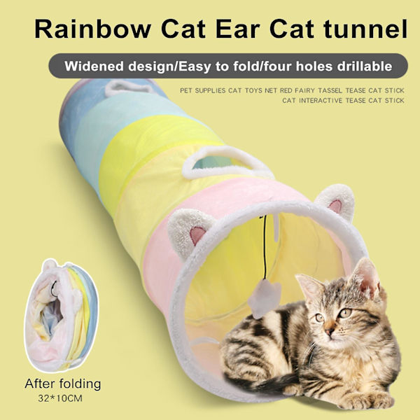 Kissatunnelilelu interaktiivinen taittopalkki Reptålig Stort utrymme Bärbart Utrymmesbesparande Lindra tristess Cat Tunnel Multicolor