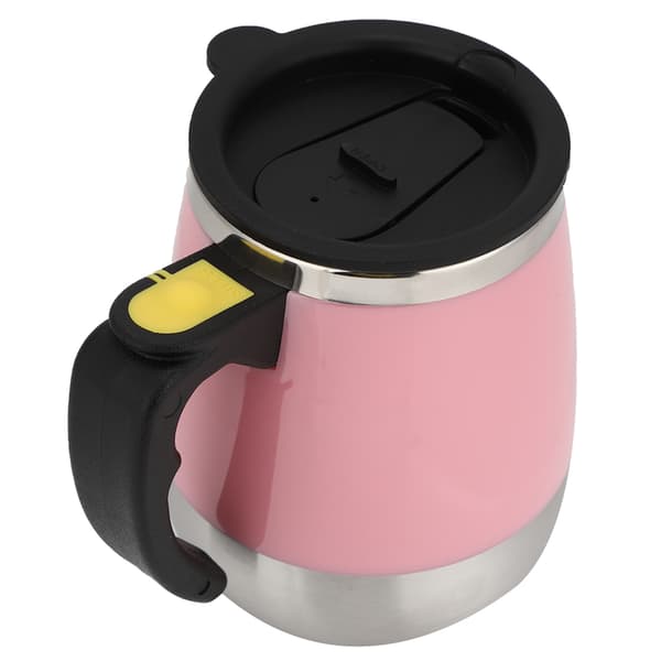 USB-lading Rustfritt Stål Selvrørende Magnetisk Blandekopp 400ml Rosa