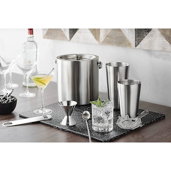 304 Stainless Steel Double-layer Ice Bucket 1.3L oblique mouth