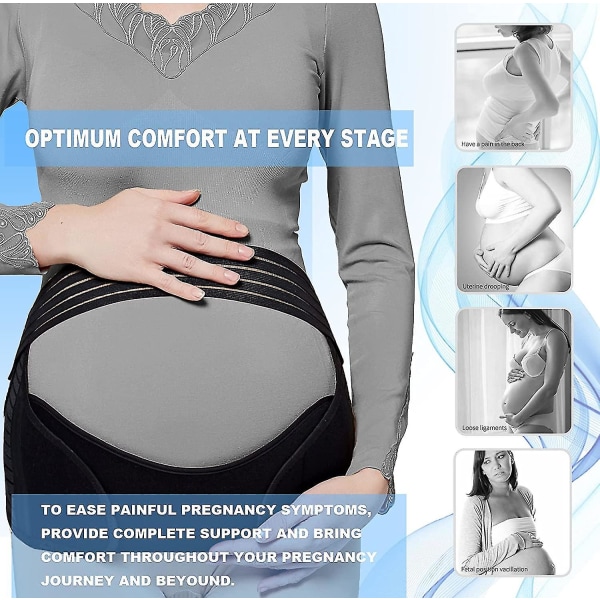Graviditetsbelte Graviditet Ryggstøtte Ryggskinne Lett magebinder Graviditetsbelte for graviditet, svart, én størrelse