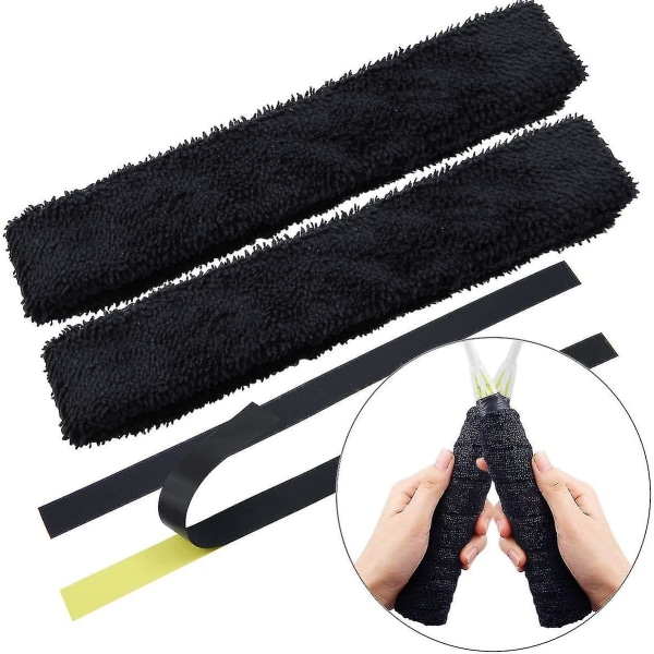 Bomullshåndklegrep Superabsorberende håndkle tennisracket Overgrip Anti-skli svettebånd (svart)