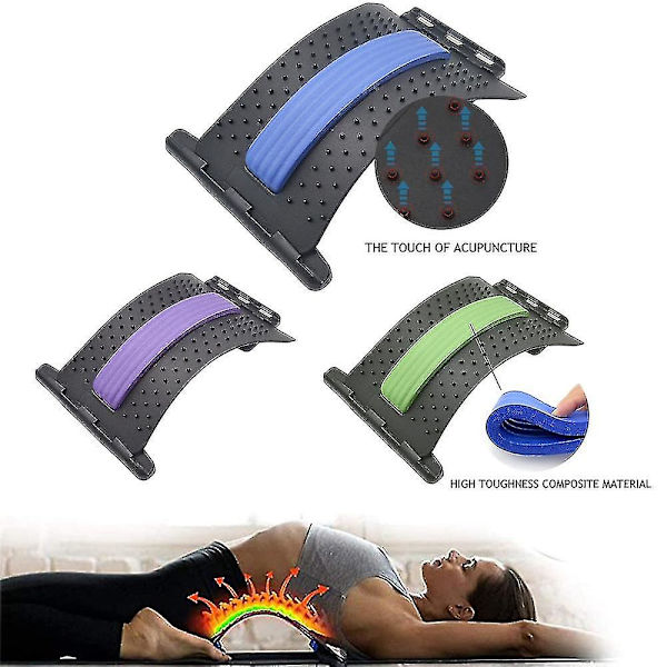 Back Massager Bår Stöd Ryggdäck Smärtlindring Kiropraktik Lumbal Relief Rygg Bår Fitness Massage Utrustning PURPLE