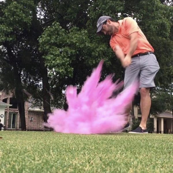 Kön avslöjande golfbollar Blå Rosa Exploderande Set Pojke Flicka Baby Shower med Peggar