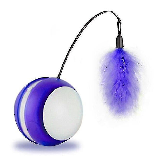 Hhcx-interactive Cat Toy Ball Plus Feather Den uregelmæssige løbetilstand Led-lys Blinkende sjove lyde (blå)
