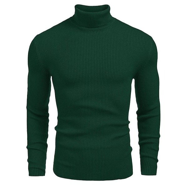 stickad turtleneck-tröja för män brun M