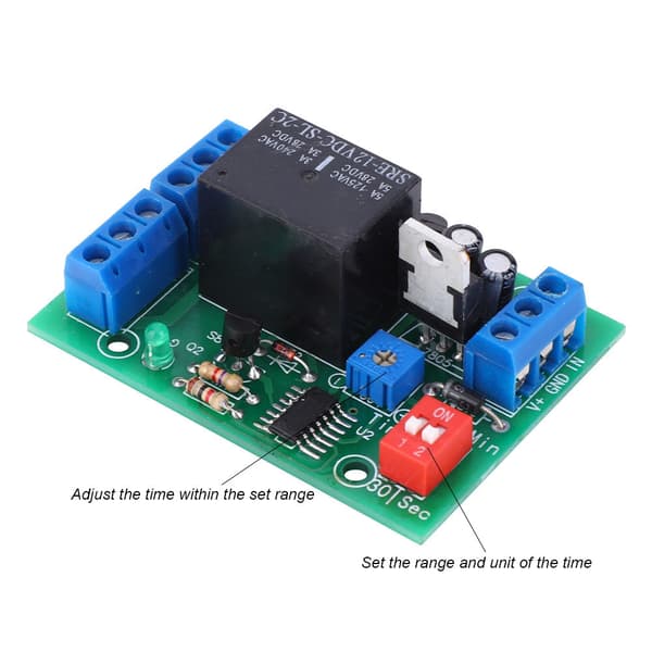 10-16V Forsinket Slukketid Relæ Modul Timer Switch DPDT 2 Kanal Output