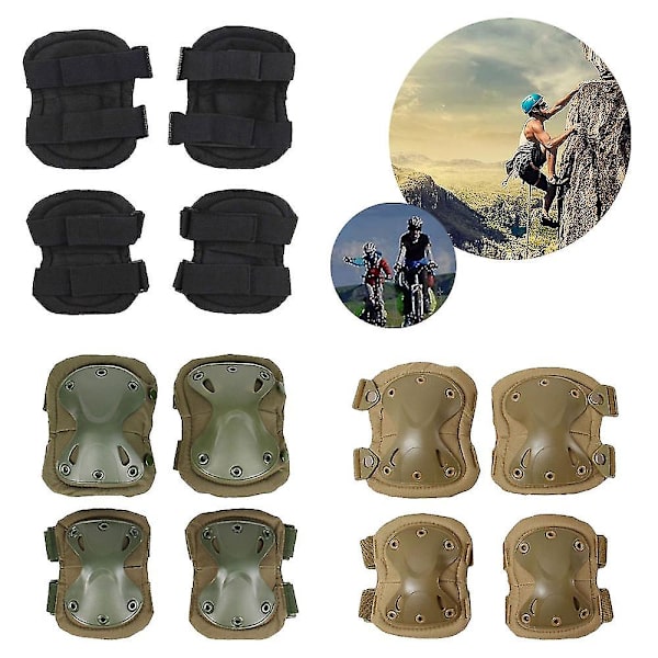 Militært taktisk knæ- og albuebeskyttersæt Anti-impact Jagt Paintball Skydning Beskyttende Knæbeskyttere Support Camouflage Green 1