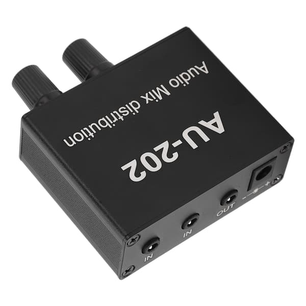 2 Input 2 Output 3.5mm Stereo Mixer Audio Forstærker Plug Play Aluminium Legering