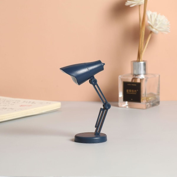 2 stk Mini liten bordlampe Led sammenleggbar bærbar liten nattlampe Magnetisk sug varm farge Øyebeskyttelse Lesebordlampe med klips LD01-blue