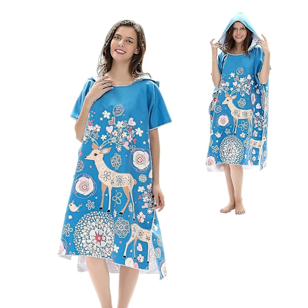 Surf Poncho Huvbyte Badrock Strandhandduk Vuxen utomhus Snabbtorkande badrock Sika Deer