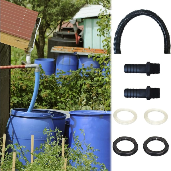 Rain Barrel Connection Slange Inklusive 2 slangefatninger med låsemøtrik